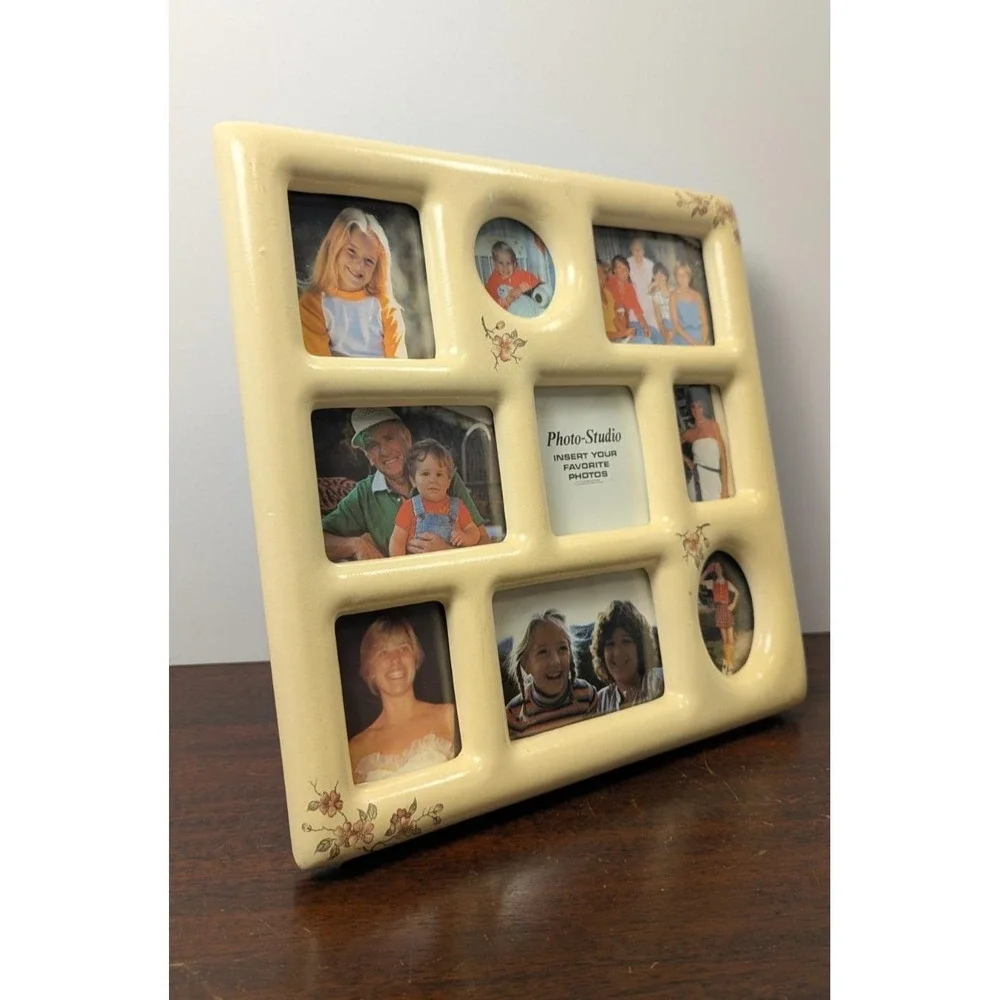 Vintage Photo-Studio Multi Opening Picture Frame 1977 Cream Floral Cottage Decor